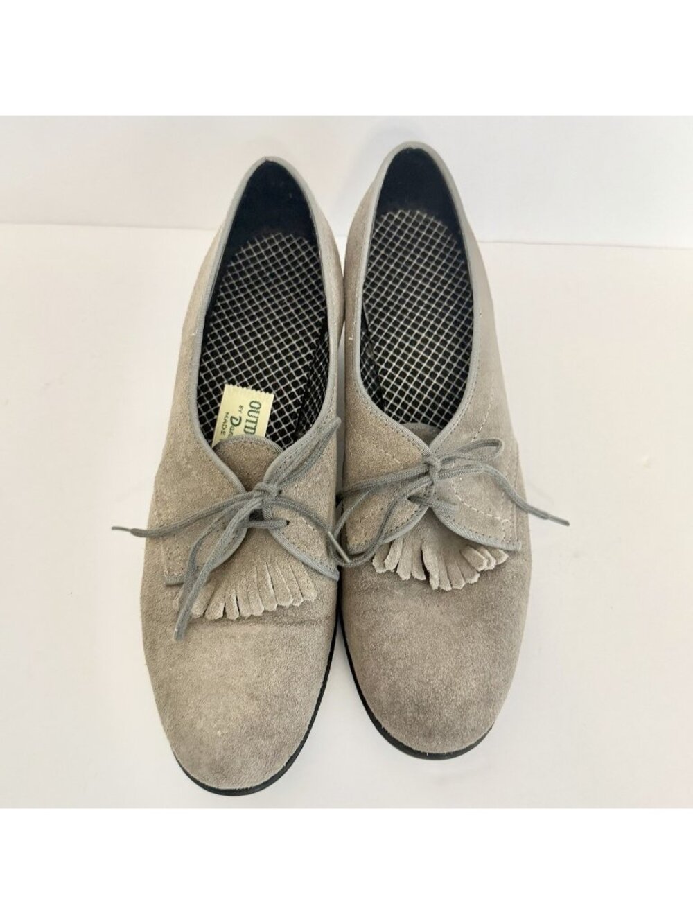 Vintage Outdoorables by Daniel Green Gray Suede Oxford Tassel Heels Academia 8